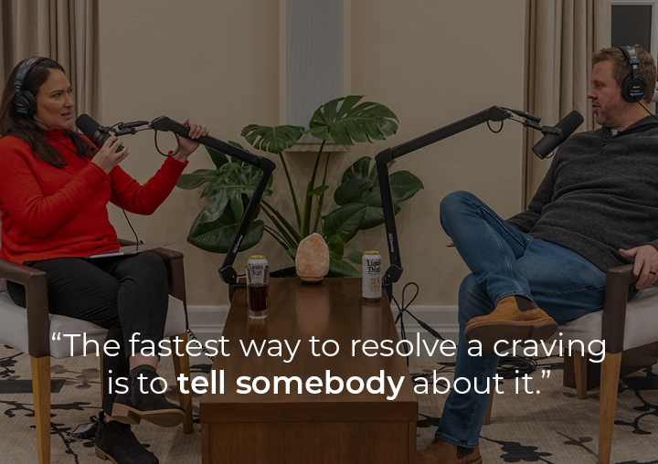 Dustin Straight, LAC, and Lana Seiler, MSW, LCSW, speaking into a podcast microphone with a text overlay: